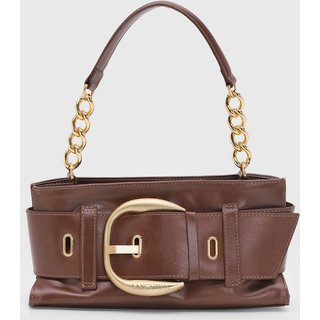 Bolsa Feminina Lança Perfume Fivela Dourada Marrom