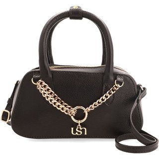 Bolsa Tote Em Couro Preto Com Zíper e Alça Ajustável