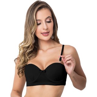 Soutien Gabi Lingerie com Bojo Lingerie Tomara que Caia Alças Removíveis Microfibra Sensual Feminina Preto
