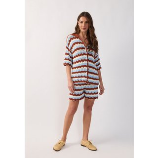 Shorts Feminino Dress To Crochê Listrado Marrom