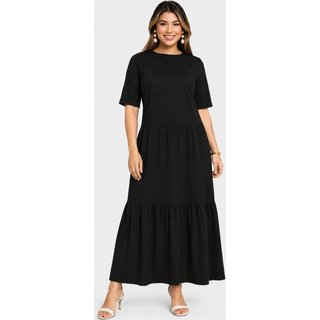 Vestido Longo D Bell Outlet Fashion Manga Curta Preto