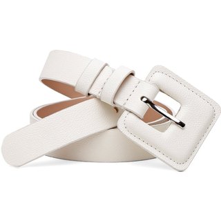 Cinto Feminino Paola Vittal Couro OffWhite Fivela Quadrada