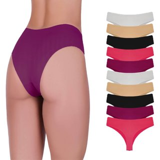 Kit 10 Calcinhas Tanga Corte A Laser Microfibra Sortida Colorido