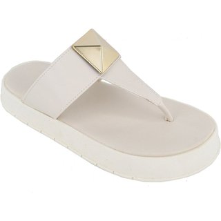 Papete Sandalia Plataforma Sola Alta Flat Off White Kuento Shoes