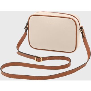 Bolsa Transversal Couro Mariart Jeri Off White/Camel