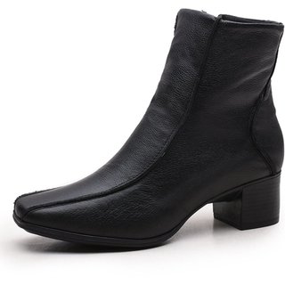 Bota Feminina Em Couro Com Zíper Confortável Luciana Preto