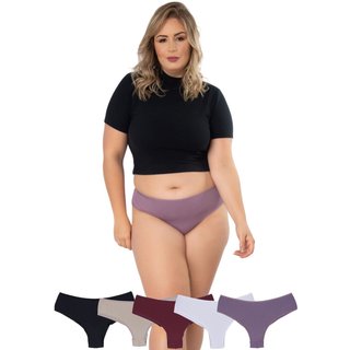 Kit 5 Calcinhas Ternura Plus Size Microfibra Fio Duplo Concept Lingerie Multicolorido