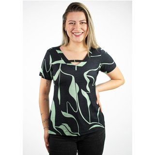Blusa Pau a Pique Estampada Preto VERDE - PP Pau a Pique