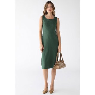 Vestido Midi Levosch De Alça E Fenda Ribana Verde Militar