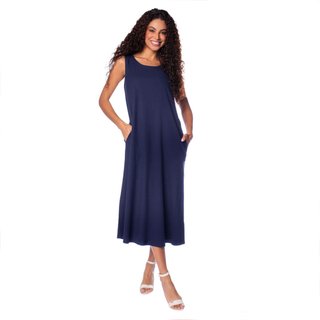Vestido Feminino Biamar Longo Gola Redonda Marinho