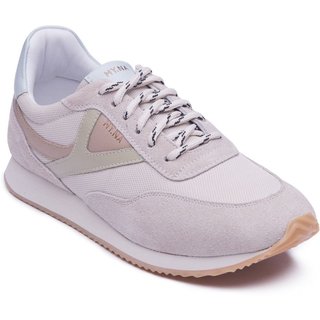 Tênis MY.NA Y9 Couro Legítimo Off White com detalhes em Verde e Azul