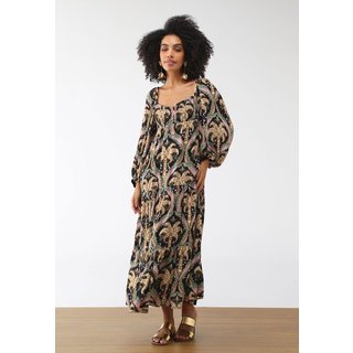 Vestido FARM Longo Lurex Camafel Tropical Preto