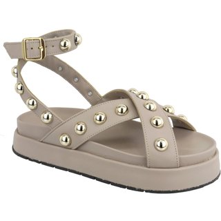 Sandália Papete Flatform Sola Alta Bolinhas Lançamento Nude