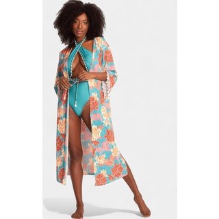 Kimono Areia Branca Solaris Floral Azul