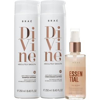 Kit Braé Divine Shampoo Condicionador e Essential Oil Blend (3 produtos)