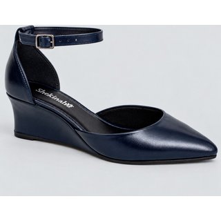 Scarpin Feminino Bico Fino Shekinah Sapato Salto Sola Cunha Lançamento Moda Azul