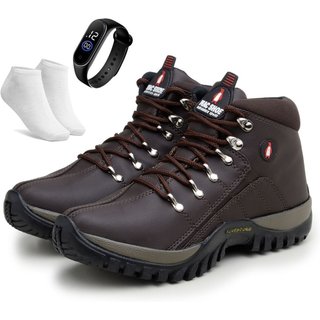 Kit Bota Adventure Bia Ramos para Trilha Confortavel Feminina Marrom + Relógio e Meia