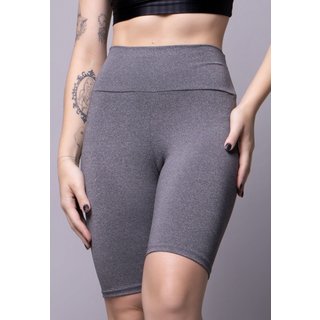 Bermuda Ciclista Bella Fiore Modas Suplex Short Cos Alto Cintura Alta De Academia Fitness Cinza