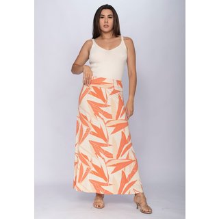 Saia CabanaFree Longa Malha SAZ Estampa Selvagem Laranja