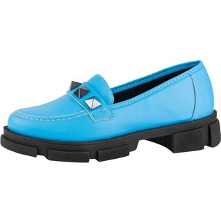 Mocassim Feminino Lumiss Casual Tratorado Confortável Spike Blogueira Azul
