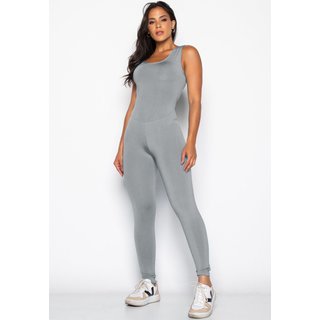 Macacão Mood Modas Longo Feminino Fitness Suplex Academia Ginástica 063 Cinza