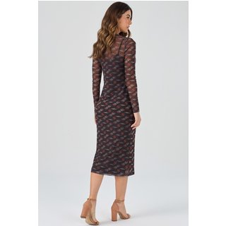 Vestido Midi PKS Tule Estampa Geométrica