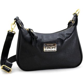 Bolsa Feminina Pequena Marca Lirom Alça Transversal Couro Preta