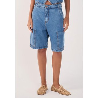 Bermuda Jeans Dress To Reta Pockets Azul