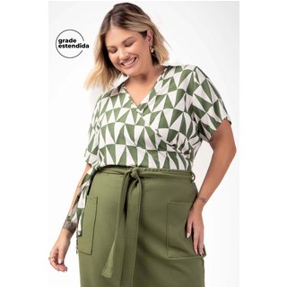 Blusa Feminina Transpassado Frontal Marialícia Verde