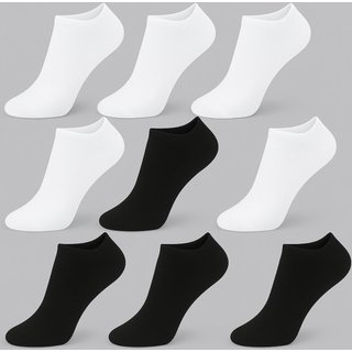 Kit 12 Pares Meias FMF Soquete Branca e Preta Feminina Branco