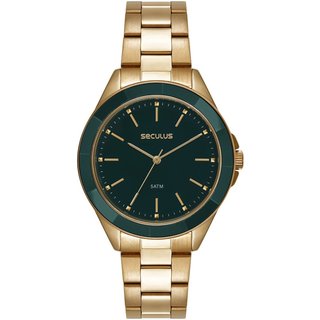 Relógio Feminino Seculus Dourado Aço em Cerâmica Seculus