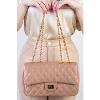 Bolsa Andrea Vinci De Couro Matelassê Quilted Penélope - Bege