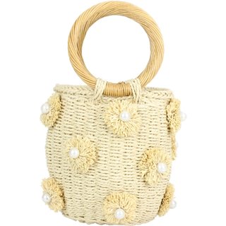 Bolsa Crisfael Palha Praia Verão Bege - Laureana