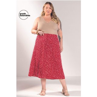 Saia Feminina Floral Miudo Marialícia Rosa