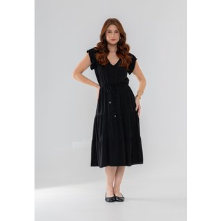 Vestido Aura Alice Viscolinho Liso Preto