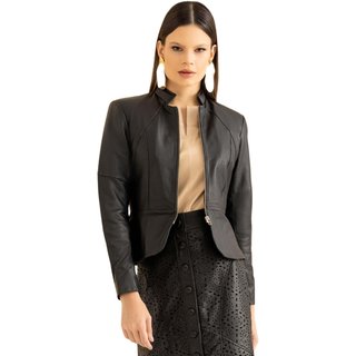 Blazer de Couro JVL Iris Pelica Preto