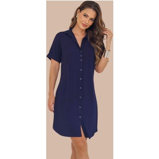 Chemise Aberta Ícone Fashion Manga Curta Azul Marinho