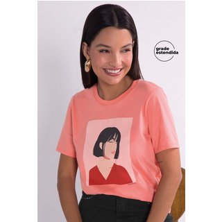 T-Shirt Feminina Mulheres Marialícia Laranja