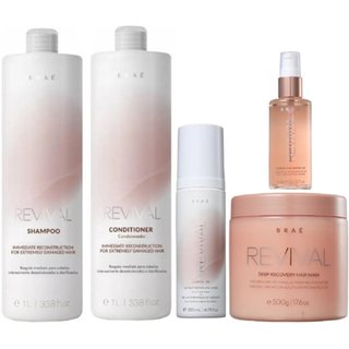 Brae Revival Shampoo+Condicionador 1L+Mascara 500g+Leave-in 200ml+Shine Oil 60ml