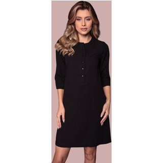 Vestido Chemise fechada Ícone Fashion manga 3/4 Preta