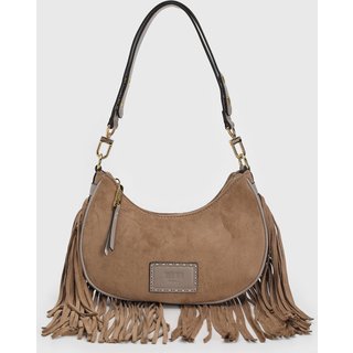 Bolsa Média Feminina Santa Lolla Franjas Caramelo