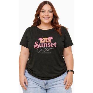 T-shirt Plus Size D Bell Outlet Fashion Sunset California Preta