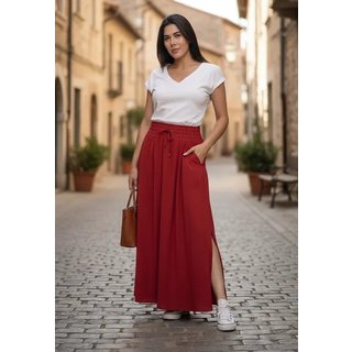 Saia Cabanafree Longa Viscose Tie Dye Vermelha