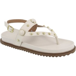 Sandália Papete Feminina Delicada e Estilosa Lançamento Pedras Off White Tellini Store