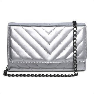Bolsa Pequena De Mão Feminina Clutch Madrinha Festa Prata Carmelo Shoes Brilho Prateada Carteira