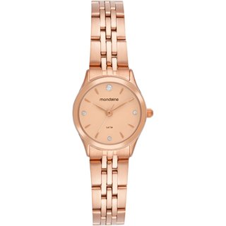 Relógio Feminino Mondaine Dourado Caixa Pequena Rose Aço Mondaine