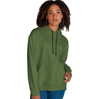 Blusa De Frio Feminina Moletom Liso Com Capuz e Bolso Canguru Felpado Verde Militar