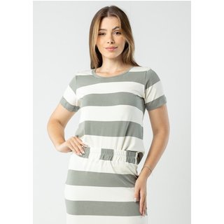 Blusa Manga Curta Pau a Pique Listrada Cinza CINZA - G Pau a Pique