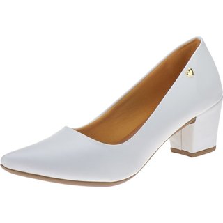 Scarpin Lumiss Salto Grosso Sintético Branco