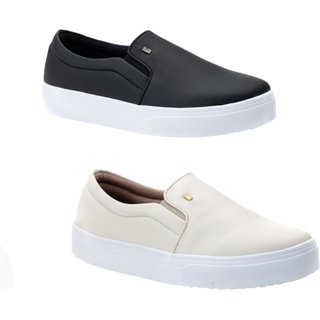 Kit 2 Slip On Feminino Iate Casual Estilo Shoes